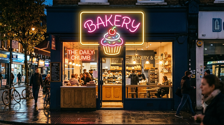 تابلو نئون کاپکیک Bakery؛ دکوراسیون نوری قنادی و کافیشاپ