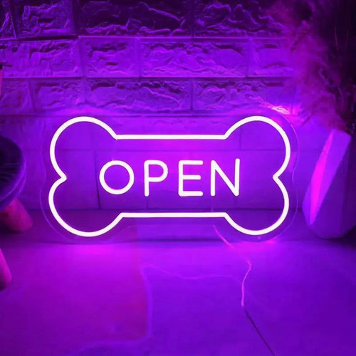 تابلو نئون جلب توجه OPEN طرح استخوان مدل NP-100422